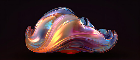 Obraz premium Abstract Iridescent Generative AI Fractal Rainbow