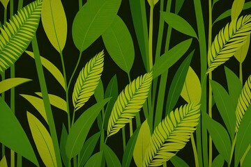 Green leaves pattern background, Natural background and wallpaper, generative ai image