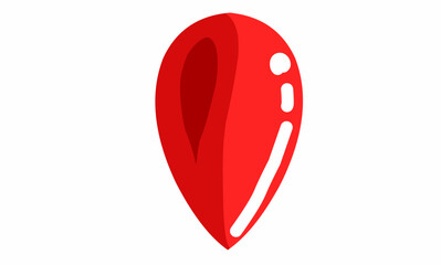 Point mark or symbol. Mark the destination on the map application. With 3d shape. Coloured Red.