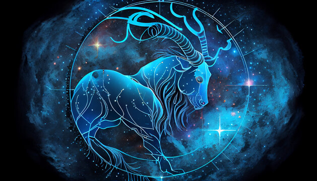 Capricorn, zodiac constellation, astrology. AI generative content