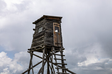 Hunter tower - wooden construction with sky on background