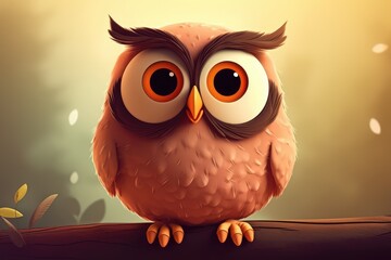 Fototapeta premium Cute cartoon owl. Generative AI