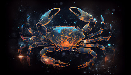 Cancer, zodiac constellation, astrology, astronomy. AI generative content
