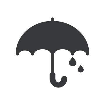 かわいい傘のマークのアイコン - 雨･6月･梅雨のイメージ - 黒
