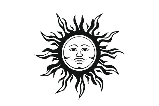 sun and moon Minimal Vector Logo Design Tshirt Sublimation Illustration
