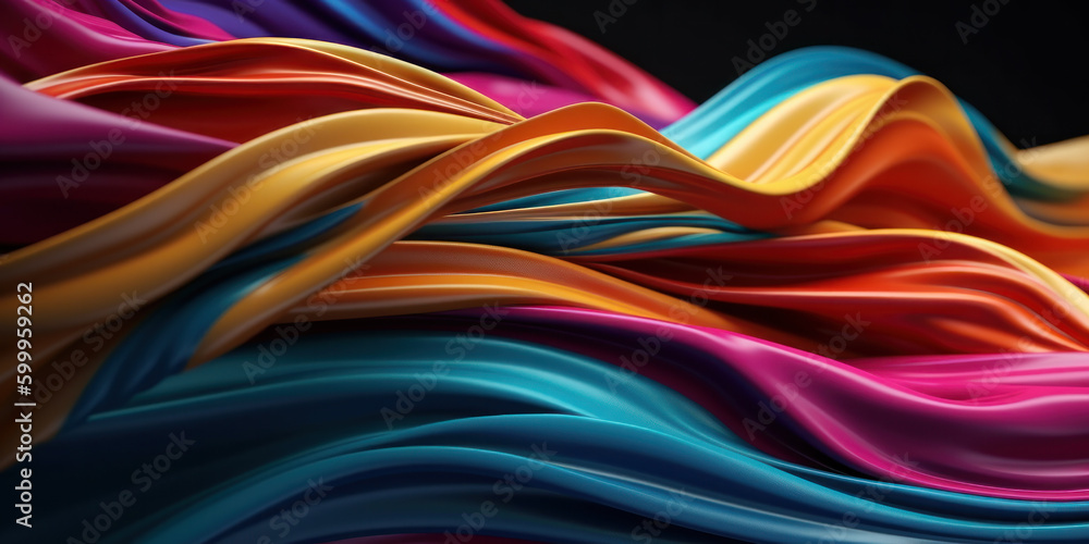 Aufkleber abstract modern spectrum multicolored texture, wallpaper with wavy layers and ruffles. ai generative