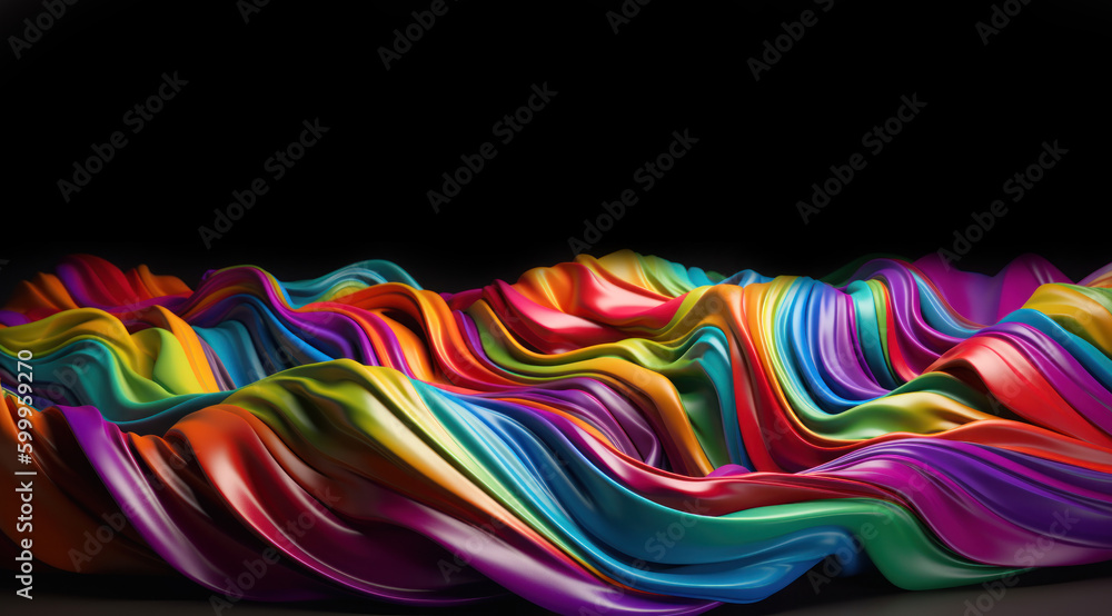 Poster abstract modern spectrum multicolored texture, wallpaper with wavy layers and ruffles. ai generative