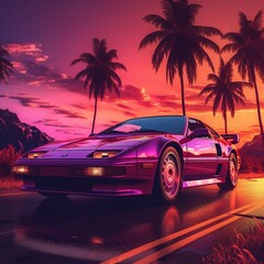 Auto im Sonnenuntergang