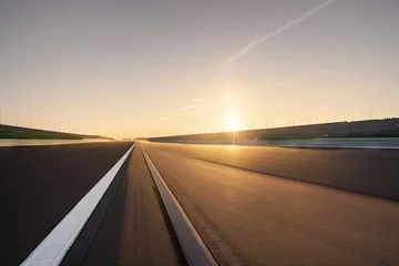 Cercles muraux F1 the sun is setting over a race track, generative ai