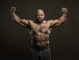 Fototapeta na wymiar a heavy weight bodybuilder in dark background. Generative AI