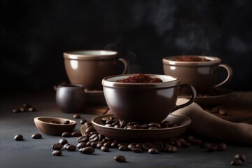 Obraz na płótnie Canvas morning aroma cafe breakfast espresso brown drink bean cup mug. Generative AI.