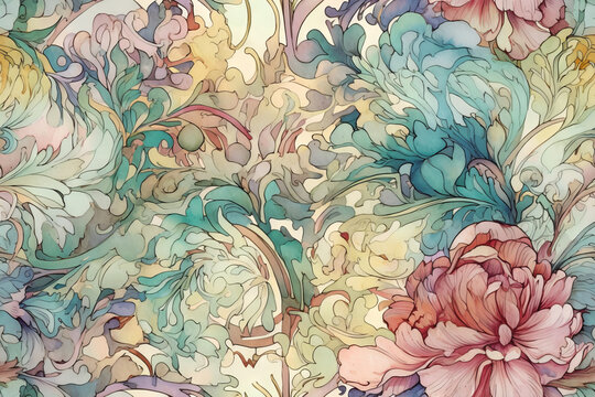 Fototapeta background floral watercolor wallpaper texture