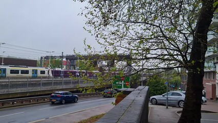 Low Angle Footage of Luton Central Railway Station and Train on Tracks, The Footage Was Captured on May 6th, 2023