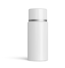White Plastic Cosmetic Bottle with Silver Ring 3D-Illustration
