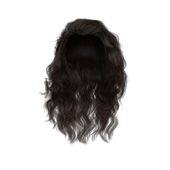3d rendering wavy brown hair isolated	
