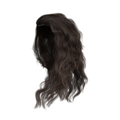 3d rendering wavy brown hair isolated	