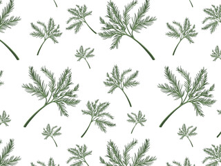 fresh greens, pick for food, pattern seamless, vector illustration