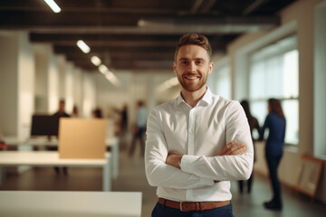 Fototapeta premium happy man standing in a office