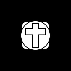 Christian cross icon isolated on isolated on black background