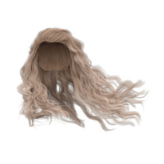 3d rendering wavy blond hair isolated
