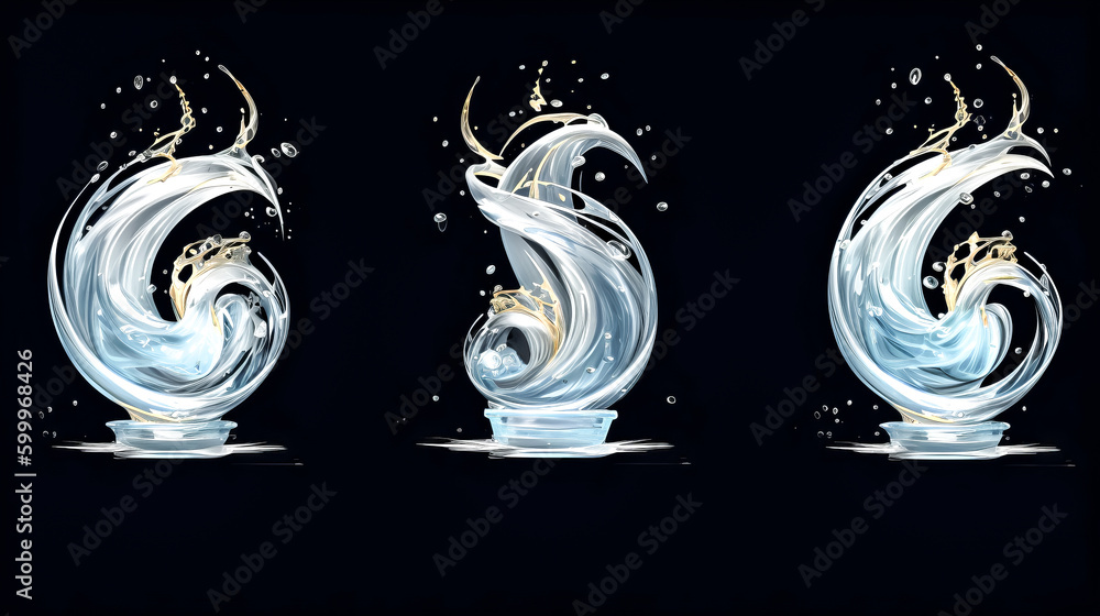 Aufkleber the image depicts a set of pure water splashes - generative ai.