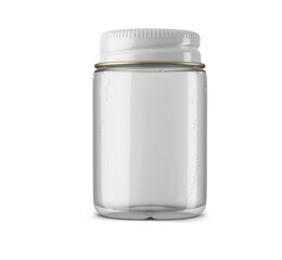 Screw Metal Cap Cosmetic Clear Glass Jar 3D Rendering