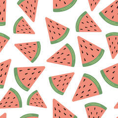 Water melon seamless pattern isolated on white background. Vector illustration.