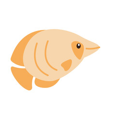 Cute smiling fish isolated on white background. Vector illustration.