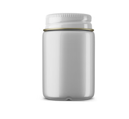 Screw Metal Cap Cosmetic Clear Glass Jar Bottle 3D Rendering