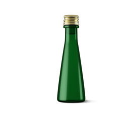 Screw Metal Cap Cosmetic Clear Glass Taper Bottle 3D Rendering