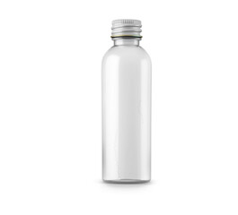Screw Metal Cap Cosmetic Clear Glass Bottles 3D Rendering