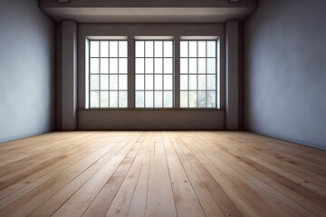 Empty Room Interior with wooden floor -Ai

