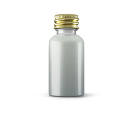 Screw Metal Cap Cosmetic Clear Glass Bottle 3D Rendering
