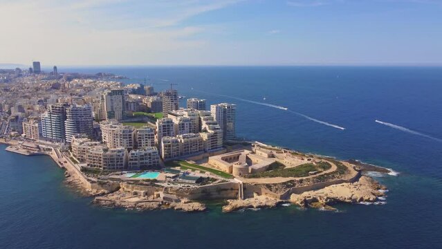 Valletta, Malta island, Europe. Cityscape and Mediterranean sea