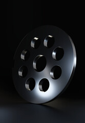 Meat grinder metal parts, 3D rendering, black and white