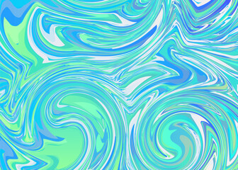 Obraz premium Colorful vector turquoise marbling texture, watercolor abstract background. Ebru.