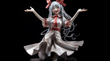 A action figure of a smiling anime girl