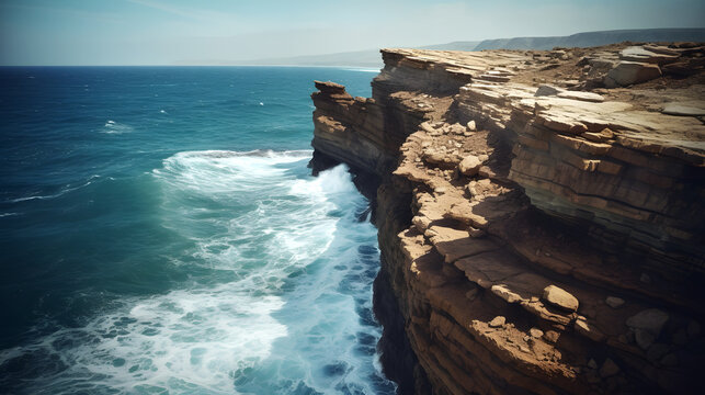A cliff beside a wavy ovean
