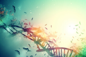 Obraz na płótnie Canvas DNA barcoding and biodiversity. DNA, background Generative AI