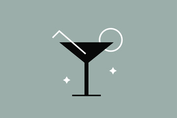 Geometric drink vector illustration in flat style design. Geometric cocktail icon for website,app,ui ux,web design,business,marketing,landing,web development concept