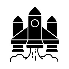 Conceptual solid design icon of rocket 