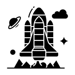 Conceptual solid design icon of rocket 