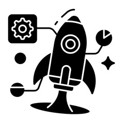 Conceptual solid design icon of rocket 