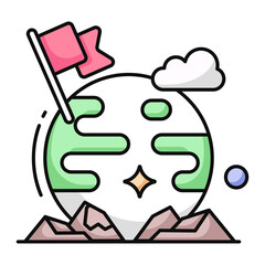 A unique design icon of flagged planet 