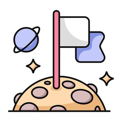 A unique design icon of flagged planet 