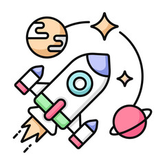 Conceptual flat design icon of rocket 