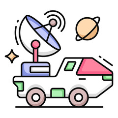 A creative design icon of satellite van