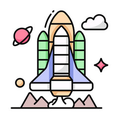 Conceptual flat design icon of projectile 