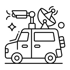 A creative design icon of satellite van
