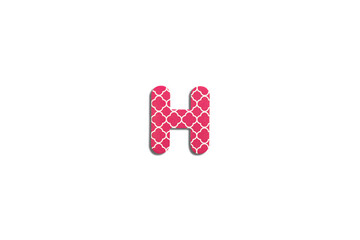 Alphabet letter H on a white isolated background. Top view, flat lay